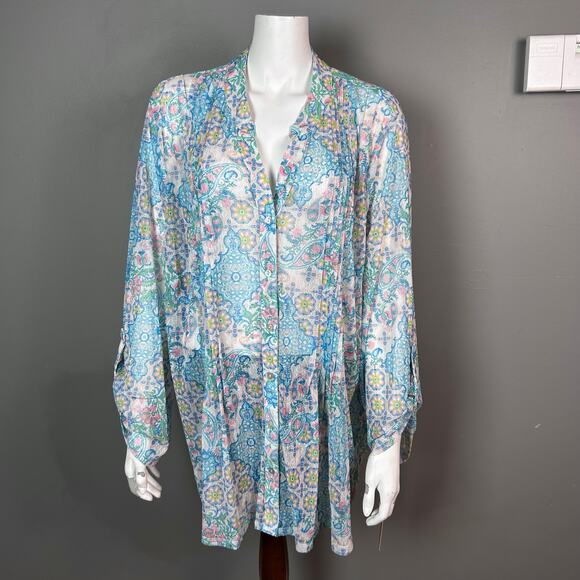 Ruby Rd. top blouse 3x floral pastel colorful light weight NWT - Picture 1 of 15